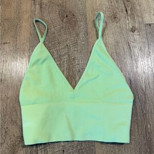 Free People Light Lime Ribbed V-Neck Bralette XS/S